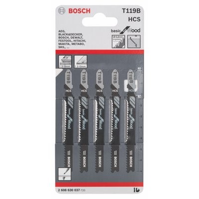 Bosch Stichsägeblatt f. Holz T 119 B HCS 5er-Pack