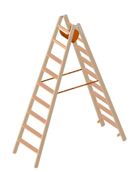 Layher LE Holzstehleiter mit Stufen 2x9 Länge 2.38m - 1020