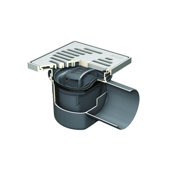 Wpust piwniczny ACO Junior DN100 z rusztem plastikowym 197x197mm
