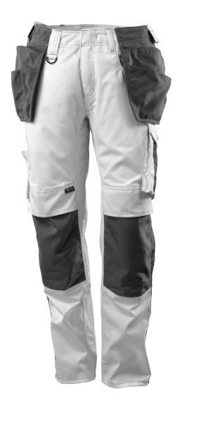 MASCOT® UNIQUE Hose m. Knie- und Hängetaschen weiss/dunkelanth. 82C48