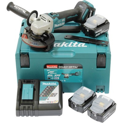 Makita Akku-Winkelschleifer 18V 3 Akkus+Ladegerät im MAKPAC - DGA513RT3J