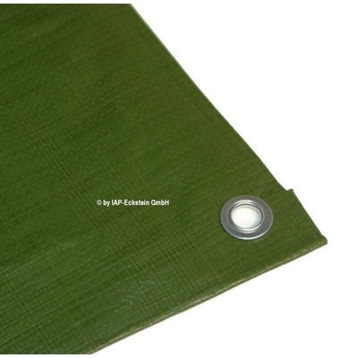 IAP Gewebeplane Standard-Super 8x10m gn. Alu-Ösen 1m Rand + Kordelverstärkt./FM