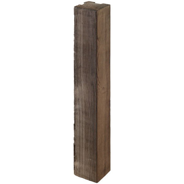 LogBorder 14x14x100cm Eckpfosten Antik-braun. strukturiert