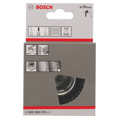 Szczotka garnkowa Bosch 0,3 mm z drutu karbowanego Ø70 mm