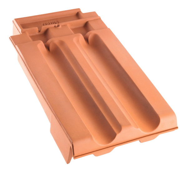 Erlus large interlocking tile verge left natural red - N