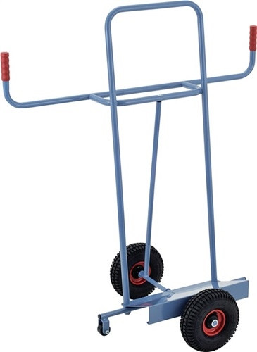 Plate trolley, load capacity 350 kg, height 1440 mm, load 500 x 200 mm, pneumatic tires, dove blue.