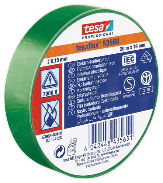 tesaflex Isolierband IEC 20mx19mm grün - 53988