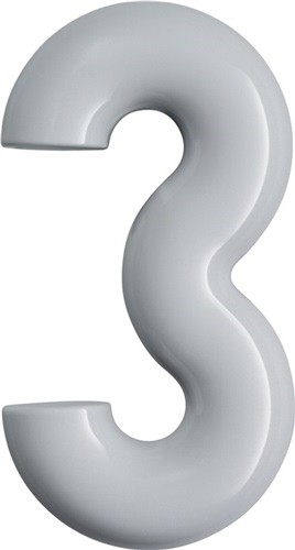 Hausnummer Ziffer 3 Spezial-Polyamid 90 tiefschwarz 165mm D.33mm HEWI