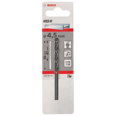 Bosch Metallbohrer HSS-R DIN357 4.5x47x80mm