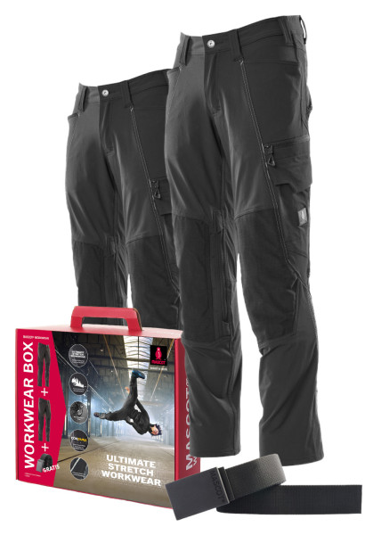 MASCOT Trouser Boxes Black Value Pack Stretch Pants DE - Size 82C54