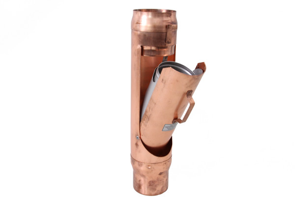Kupfer Wasserklappe mit Rohrlaubfang 100mmØ mit Edelstahlkorb