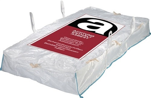 Plattensack-/Bag. PP. Tragfähig 1000kg L/B/H: 260 x 125 x 30cm Aufdruck Asbest
