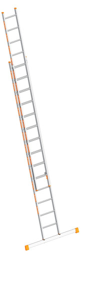 Layher TOPIC 1035 Schiebeleiter 2x14 Sprossen m. Trav. Länge max. 7.05m