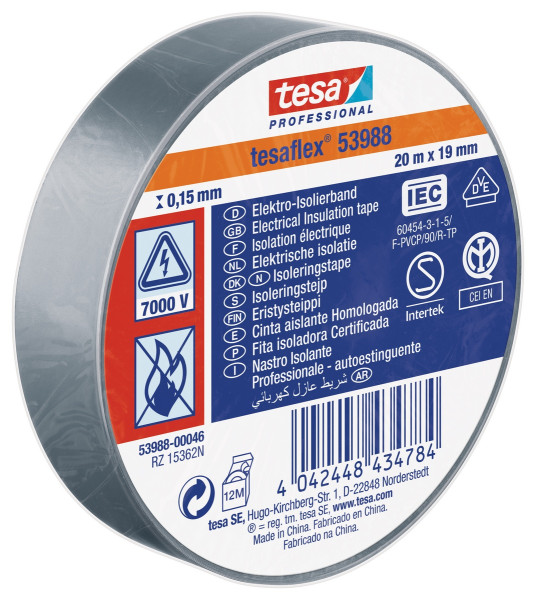 tesaflex Isolierband IEC 20mx19mm grau - 53988