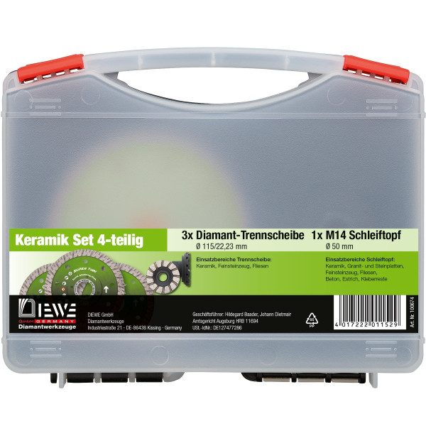 Diewe Keramik Set 4-tlg. 3 Diamantscheibe + 1 Schleiftopf