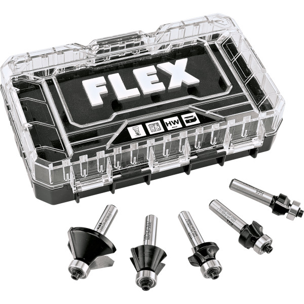 FLEX CER Bit Set 1 Kantenfräser Set bestehend aus 5 Fräsern