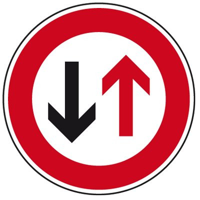 Verkehrszeichen - Vorrang des Gegenverkehrs Ø600 2mm flach RA 1