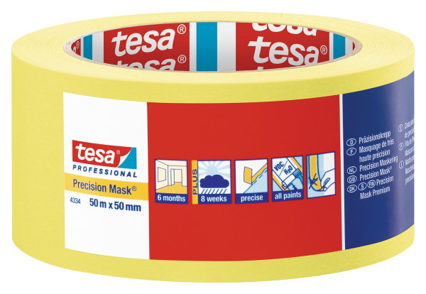 tesa® Professional Präzisionskrepp Plus 50mx50mm gelb - 4334
