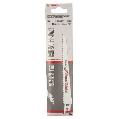 Bosch Säbelsägeblatt f. Holz u. Metall S 611 DF BIM 5 Stück pro Packung