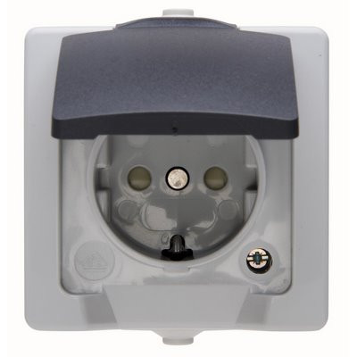 Kopp AP-FR Steckdose Std. 1fach Kinderschutz Nautic grau