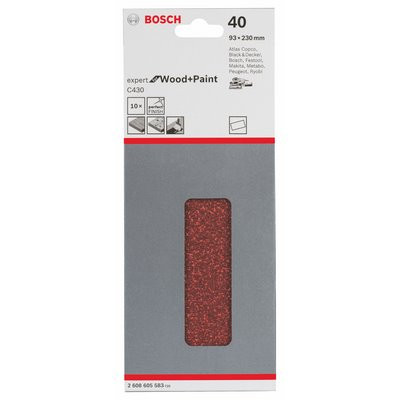 Bosch Schleifblatt Expert Holz ungelocht 93x230mm K40 10er-Pack