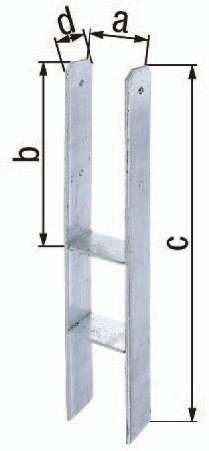 H-Pfostenträger ETA-10/0210 STA roh TZN 81x300x600x60mm GAH