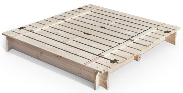 Sandkasten Maya Fichte 120x120x20cm mit 2 Sitzbrettern