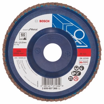 Bosch Fächerschleifscheibe Expert Metall 125x22.23mm K60