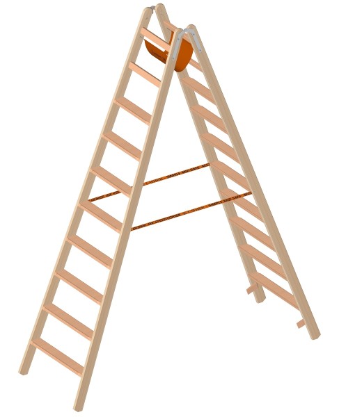 Layher LE Holzstehleiter mit Stufen 2x10 Länge 2.62m - 1020