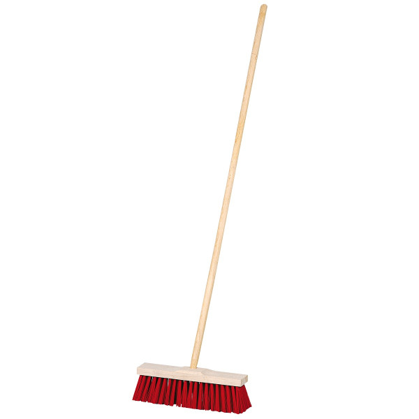 Maier street broom Elaston B40cm red with wooden handle 140cm
