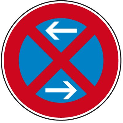 Verkehrszeichen - Absolutes Halteverbot Mitte (Rechtsaufst.) Ø600 2mm flach RA 1