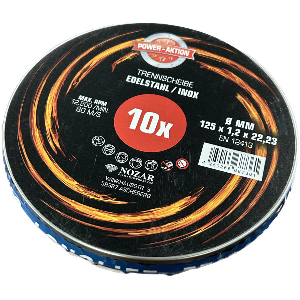 Nozar Korund-Trennscheibe Inox flach 125x1.2x22.23mm A60S-BF41 10 Stück/Dose