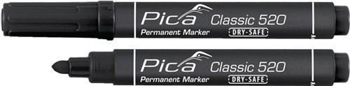 Pica Classic Permanentmarker schwarz INSTANT WHITE Strich-B.1-4mm Ru.spitze