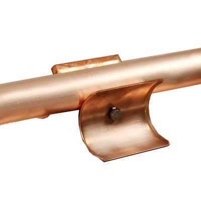 Miedziany pojemnik na lód „ICE STOP” np. obejmy do rur 1" o szerokości 5 cm z uchwytem mocującym