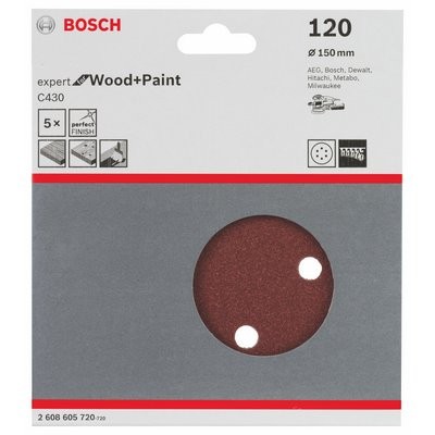 Bosch Schleifblatt Expert Holz gelocht 150mm K120 5er-Pack