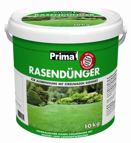 Prima lawn fertilizer with SW and LZW bucket 10kg NPK 18+5+13 (+10%S+1%FE) in bucket