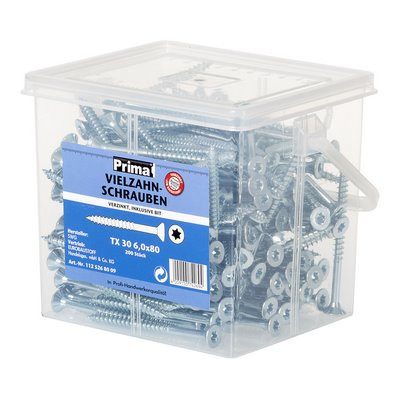 Prima Vielzahn vz Eimer inkl. Bit TX 30 6.0x80mm - 200 Stück