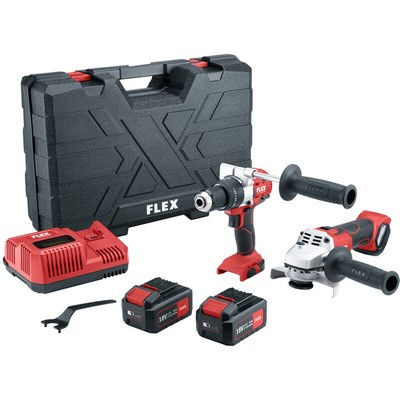 FLEX Akku-Set 18V PD 2G + L 125 Schlagbohrschrauber + Winkelschleifer