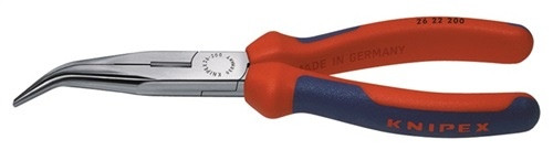 KNIPEX Flachrundzange mit Schneide 200mm gewinkelt poliert - 26 22 200