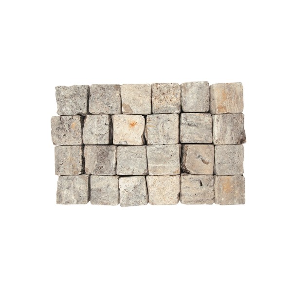 Lagotrade TRAVERTIN Pflaster 8x8x6.2 cm sibergrau