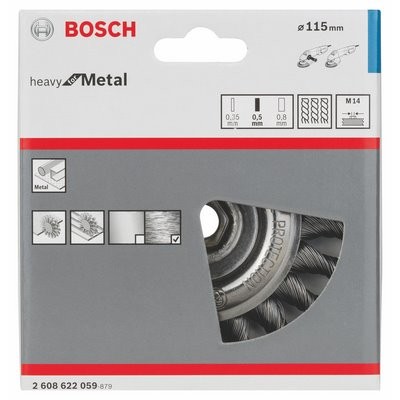 Bosch Scheibenbürste 0.5mm M14 gezopfter Draht Ø115mm