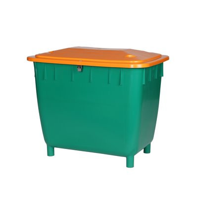 Streugutbehälter o. Entnahme 400l grün Deckel orange