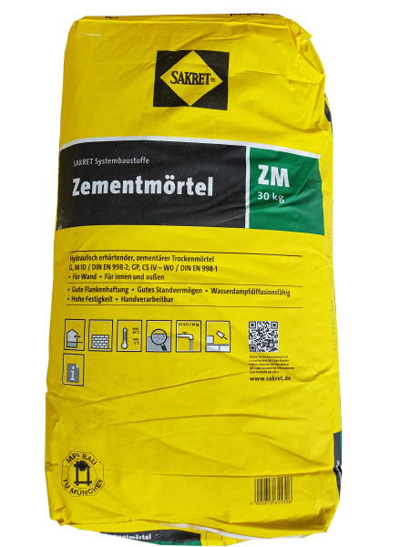 Sakret Zementmörtel ZM 30kg 0-4 mm, M10, MGIII, ca.18 l Frischmörtel