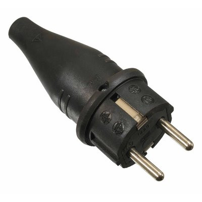 Schwabe Vollgummi-Stecker schwarz 230V/16A schwere Ausführung