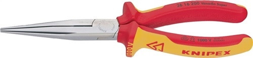 KNIPEX Flachrundzange mit Schneide 200mm (Storchschnabelzange) VDE verchromt