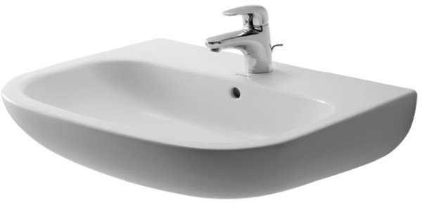 Duravit Waschtisch D-CODE 650mm weiß m. Überlauf und Hahnlochbank