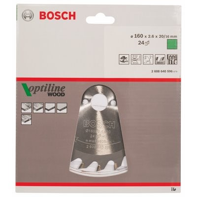 Bosch Kreissägeblatt Optiline Wood 160x20/16x2.6mm 24 Zähne
