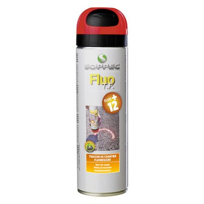 Bau Spray 500ml FLUO TP rot-fluoresz. m.Überkopfventil