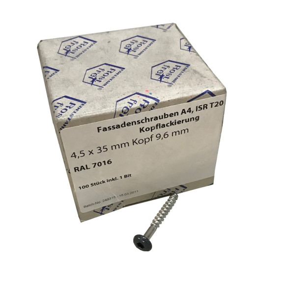IVT Fassadenschrauben Rockpanel V4A ikl. BIT 4.5x35 RAL 7016 anthrazit 100St