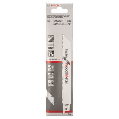 Bosch Säbelsägeblatt f. Holz u. Metall S 922 VF BIM 5er-Pack